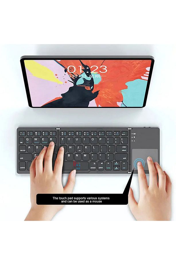Samsung Galaxy Tab A9 Plus Uyumlu Klavye Katlanabilir Taşıması Kolay Mini Bluetooth Klavye - 2