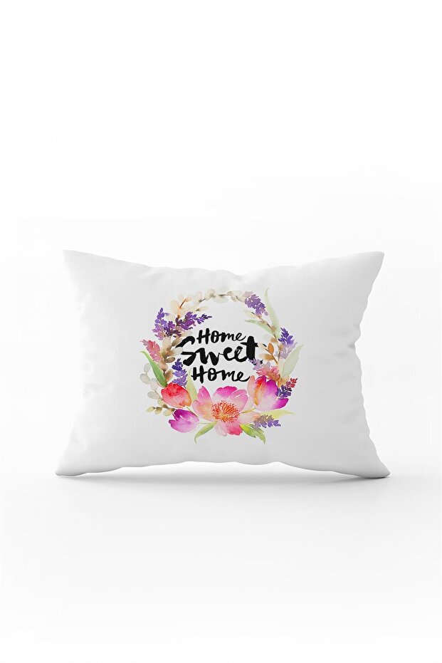 غطاء وسادة مطبوع رقميًا للديكور من White Home Sweet Home - Cgh478-3550 مطبوع على الوجهين