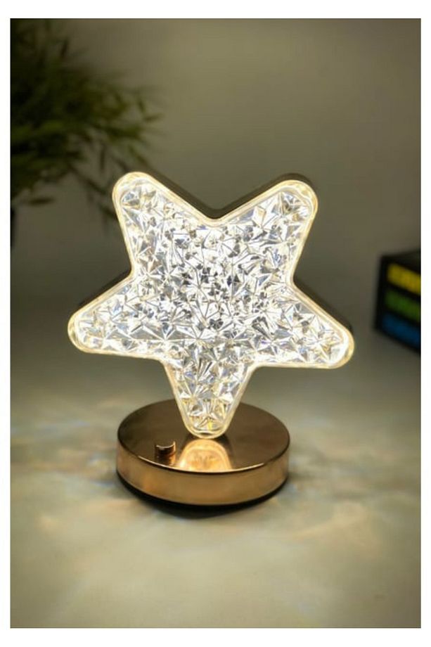 Dekoratif Yıldız Masa Lambası Crystal Star USB Şarjlı 3 Modlu Ambiyans Led Gece Lambası - 2