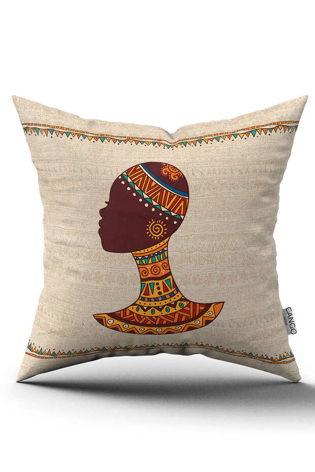 Double Sided Cream Ethnic African Woman Figured Digital Printed Throw Pillow Pillow Case -cgh1260-ct