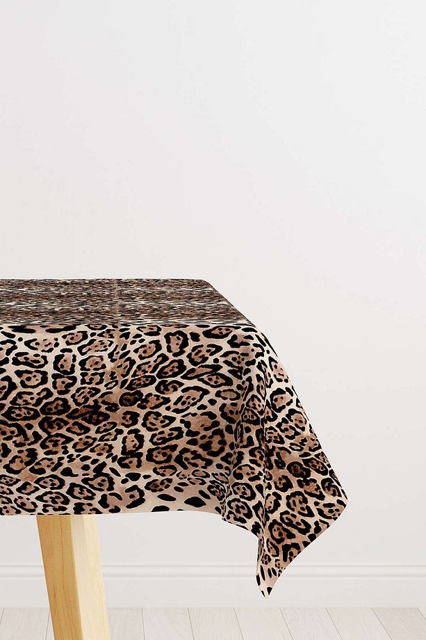 Kahverengi Siyah Leopar Desenli Dijital Baskılı Masaörtüsü Cgh370-ms - 1