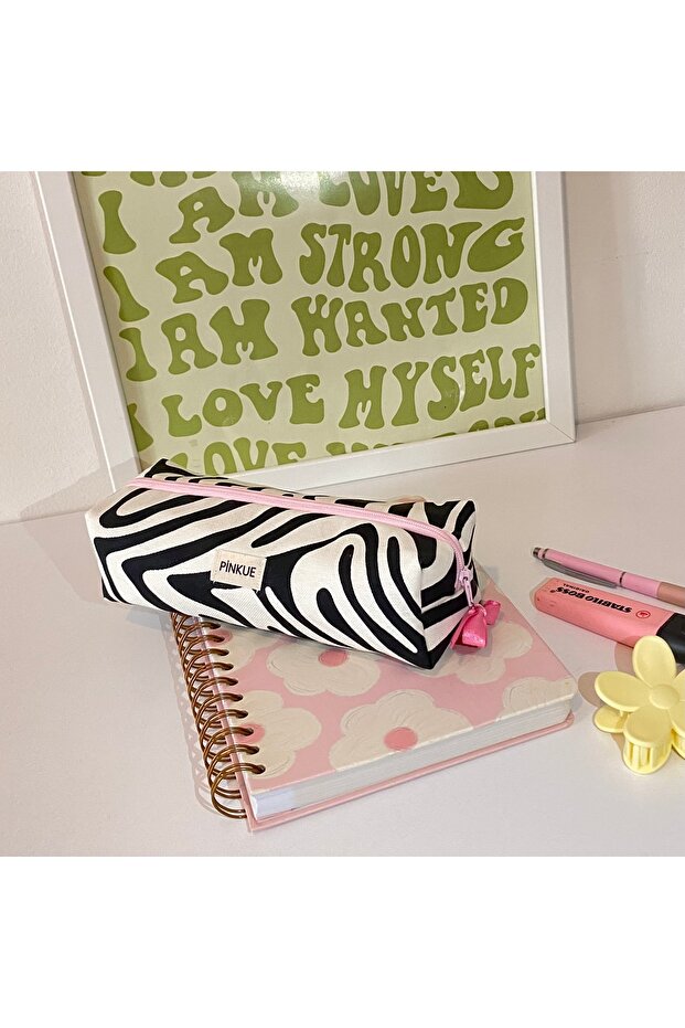 حامل قلم بنمط حمار وحشي/حقيبة مكياج - 7