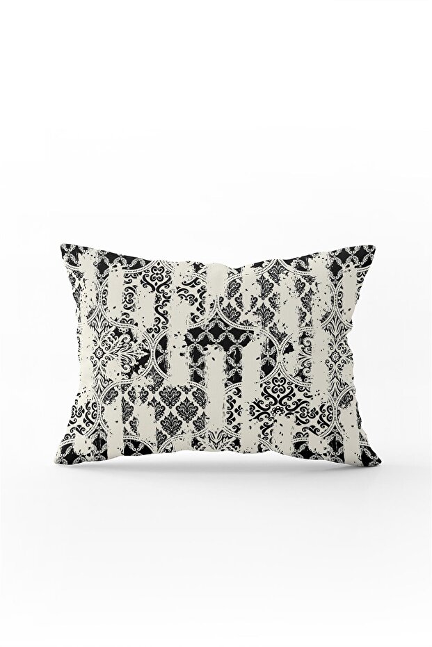 Double Sided 35x50 Black Cream Ethnic Floral Throw Pillow Pillow Case - Cgh134-3550