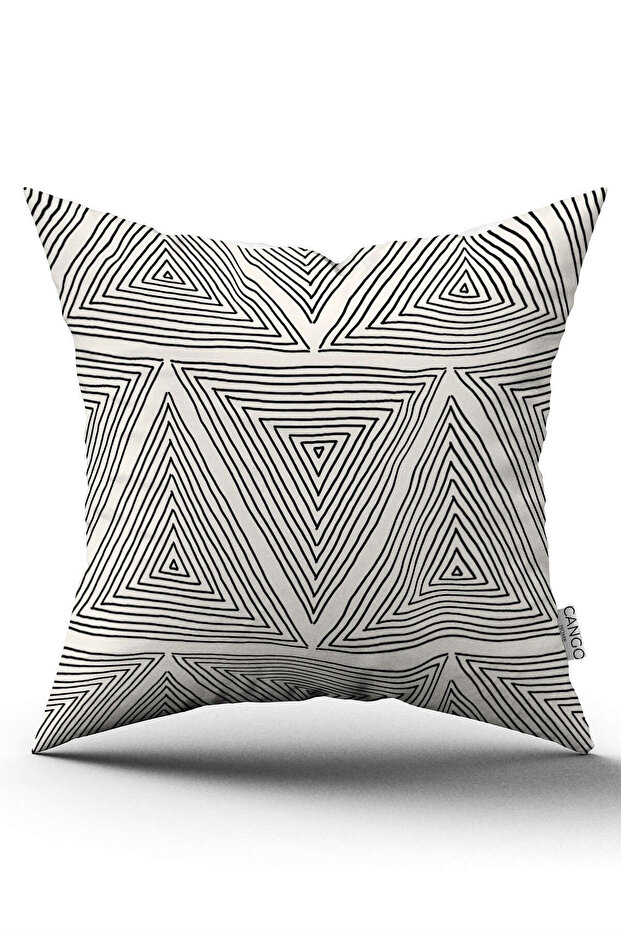 Double Sided Cream Black Bohemian Scandinavian Geometric Digital Printed Throw Pillow Cover Cgh1216