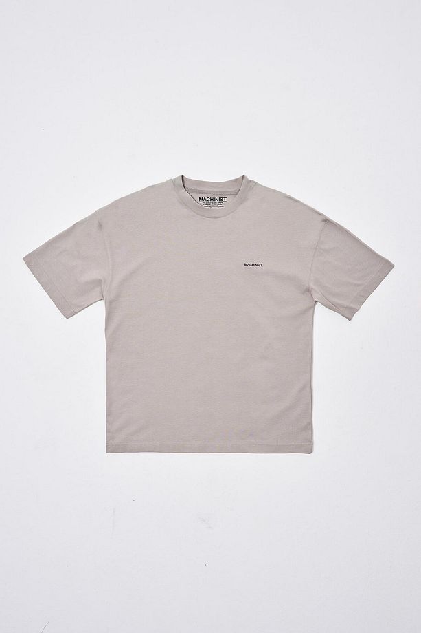 Erkek Basic Solid Color Pamuklu Oversize Gri Tişört - 8