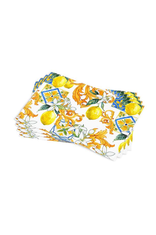 Sarı Mavi Limon Desenli Dijital Baskı Amerikan Servisi 4'lü Set Cgh505-as - 1