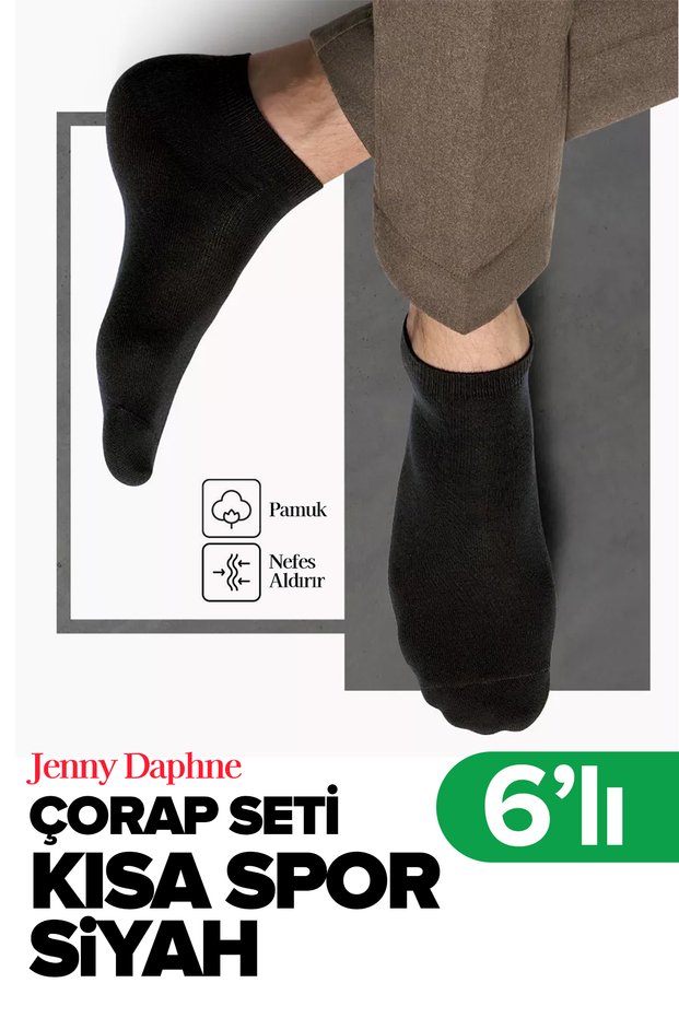 6 Çift Ekonomik Basic Model Pamuklu Patik Kısa Bilek Çorap