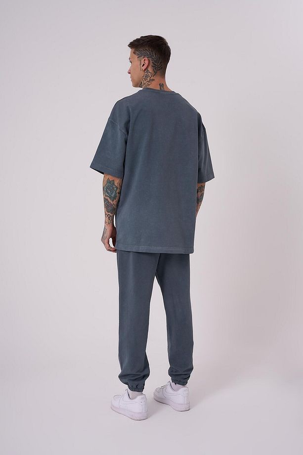 Erkek Luxury Yıkamalı Basic Oversize Ghost Tişört - 4