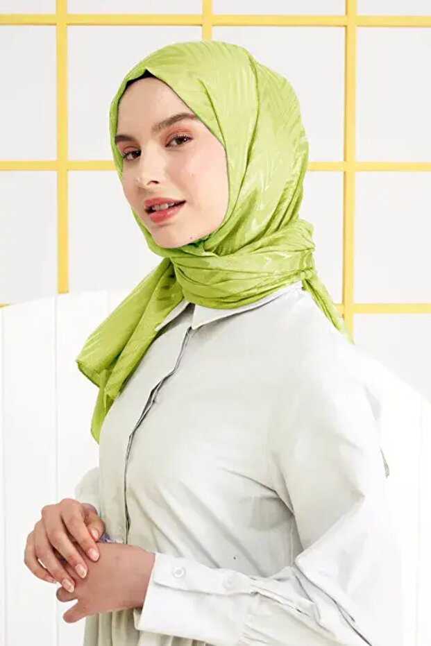 شال جاكار حريري بنمط متعرج إيطالي - LIME