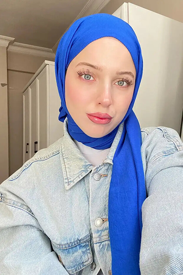 Melike Dinçer Comfort Cotton Shawl - Cobalt blue