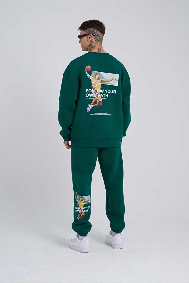 Чоловічі штани з принтом Follow Your Oversize, кольору нафти - 4