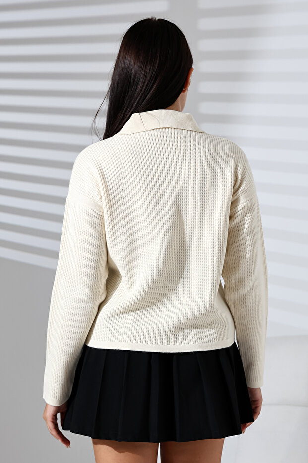 Triko örme crop ceket - 7