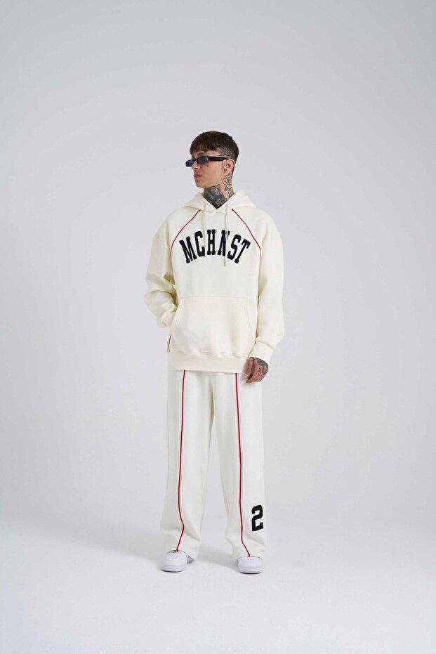 Erkek Line Baggy Oversize Ekru Eşofman Altı - 2