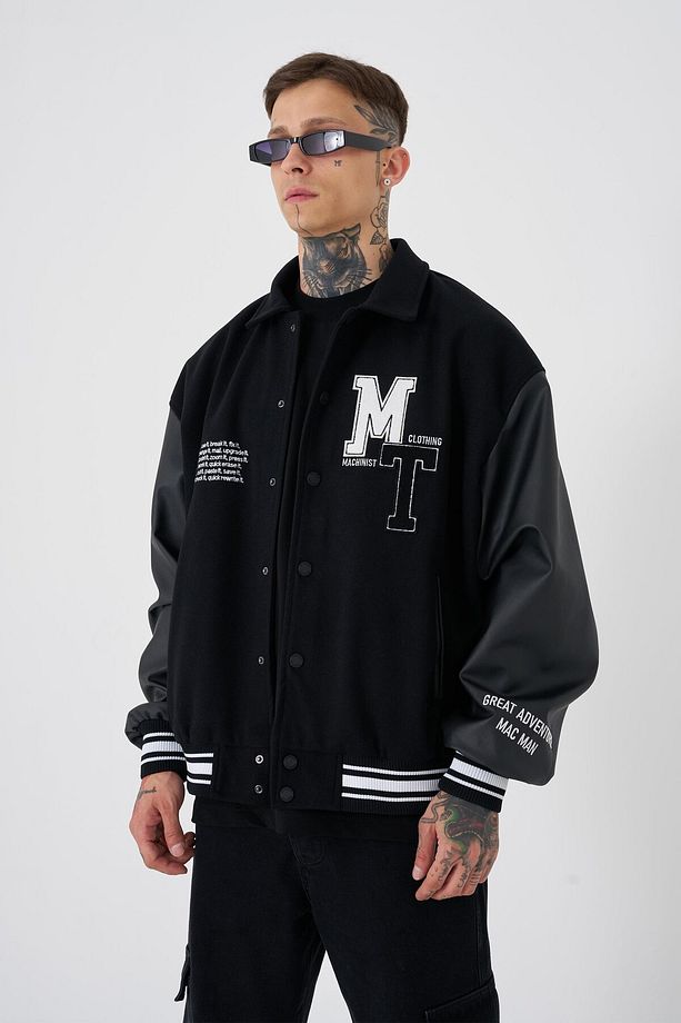 Erkek Mt Oversize Siyah Bomber Ceket - 1