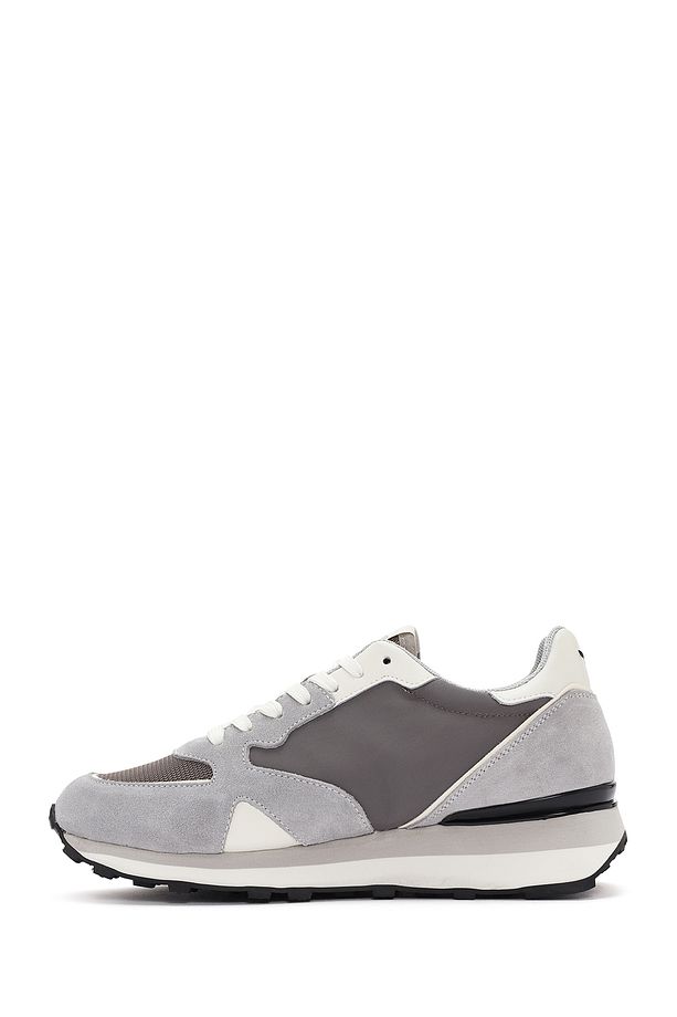 Erkek Wen Kalın Tabanlı Gri Bağcıklı Deri Sneaker G03m100032 - 2