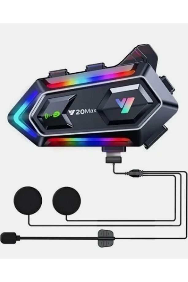 Y20 Max Motorsiklet Intercom Su Geçirmez Kask Intercom Rgb Bluetooth 5.3 2 Kişilik 300 Metre - 1