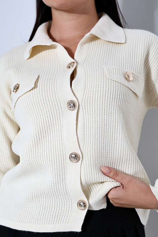 Triko örme crop ceket - 5