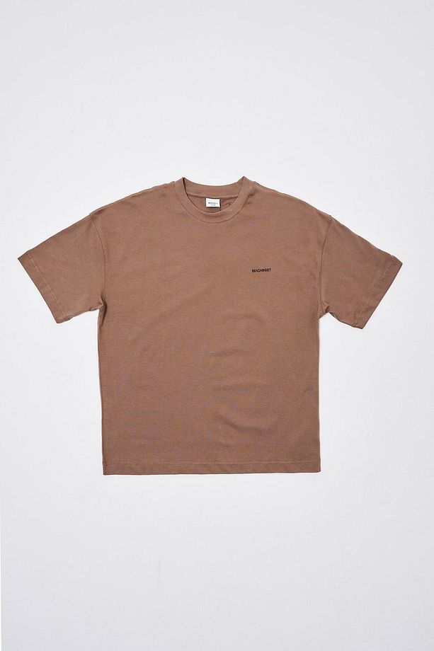 Erkek Basic Pamuklu Oversize Kahve Tişört - 7