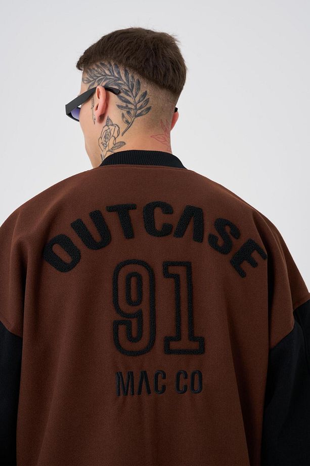 Erkek Out Case 91 Oversize Kahve Bomber Ceket - 3