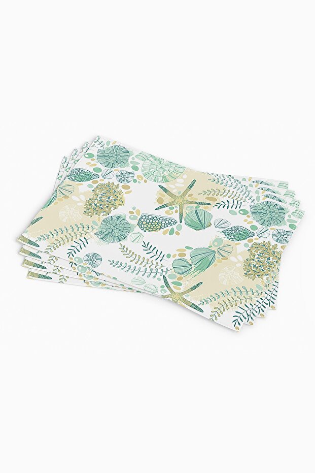 Green Yellow Starfish Tropical Patterned Digital Printed American Service Set of 4 Cgh051-as