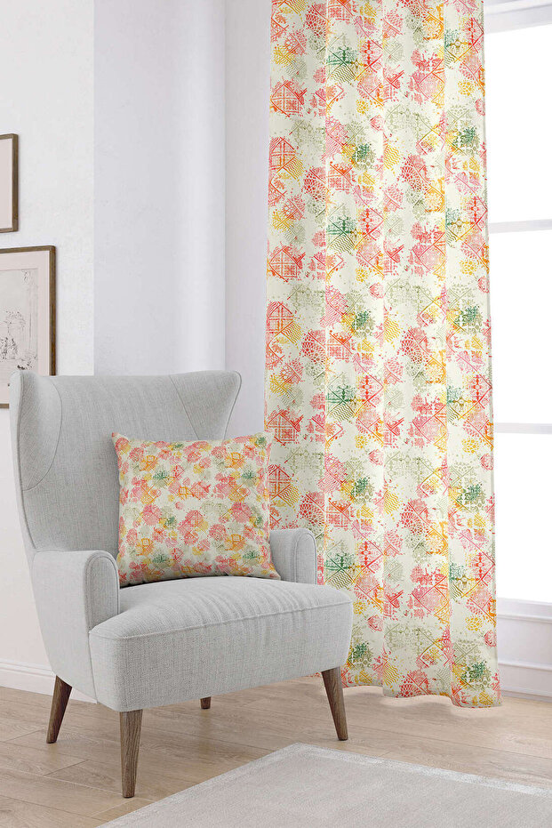 Yellow Orange Ethnic Floral Digital Printed Curtain Cgh110-pr