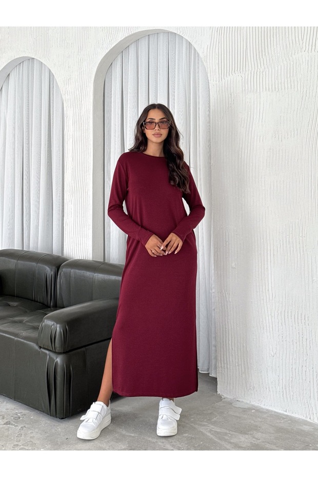 Modal Fabric Slit Detailed Pocket Dress