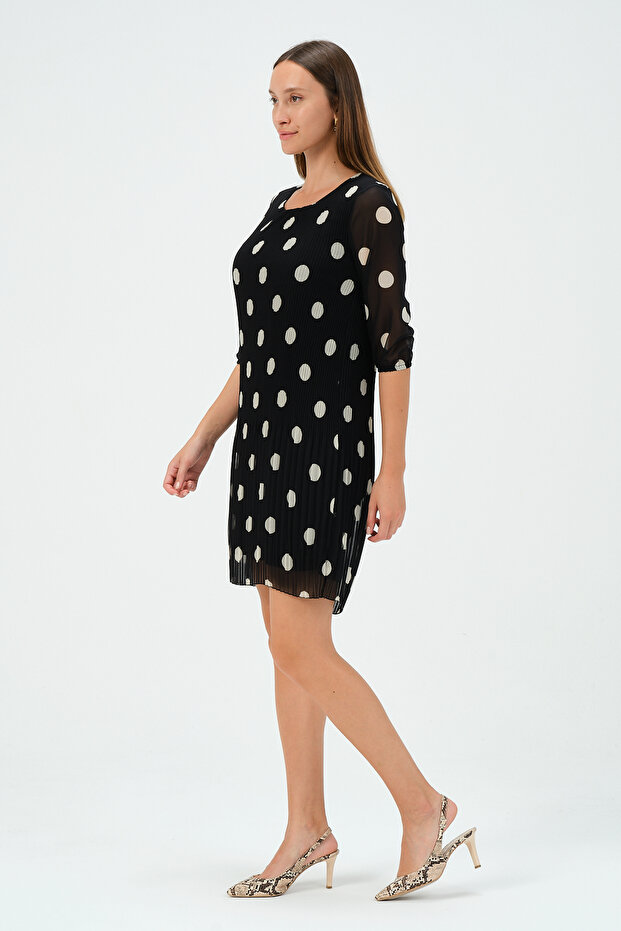 Piliseli Şifon Elbise - 4