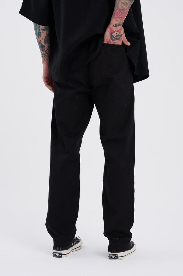 Erkek Basic Solid Siyah Jean Pantolon - 3