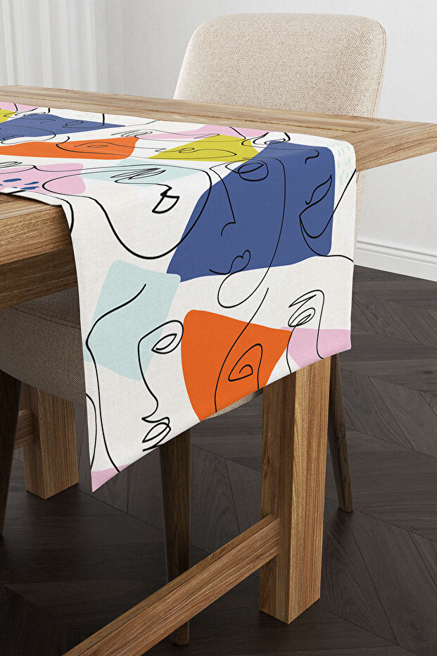 White Multicolored Modern Silhouette Patterned Digital Printed Runner Cgh1097-rn - 1