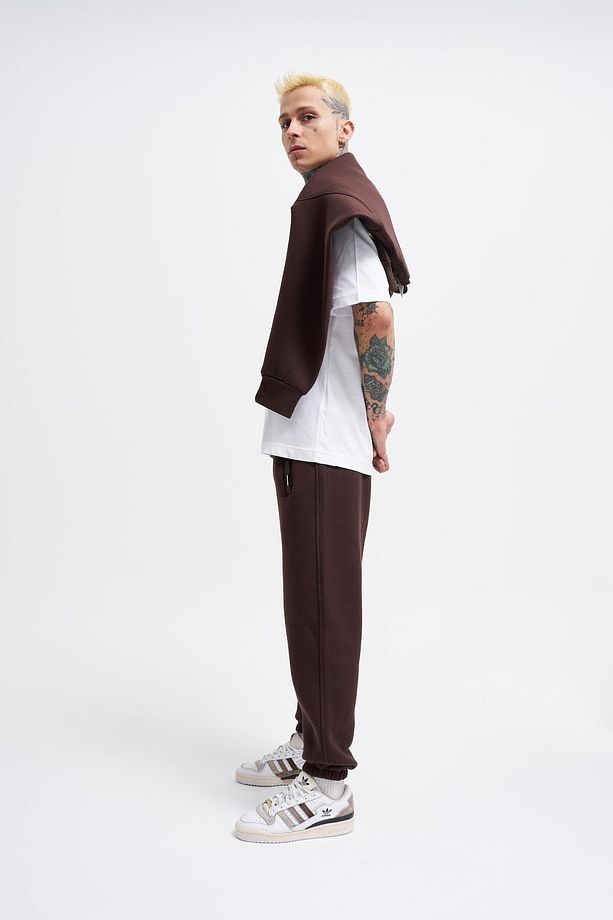 Erkek Basic Jogger Relaxed Kahverengi Eşofman Altı - 7