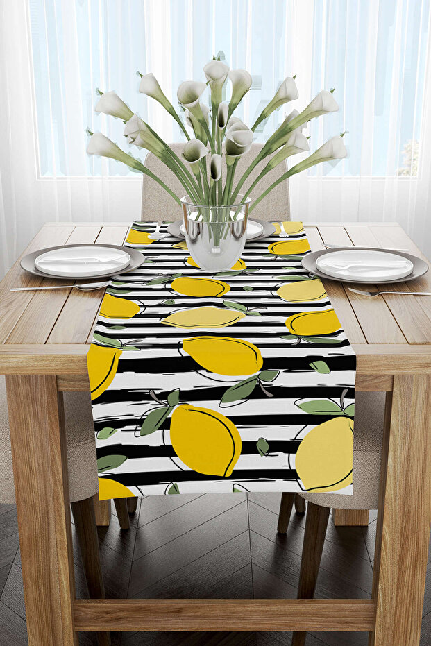 عداء رقمي مطبوع بنمط الليمون الأبيض والأصفر - Oytyk912-rn - 1