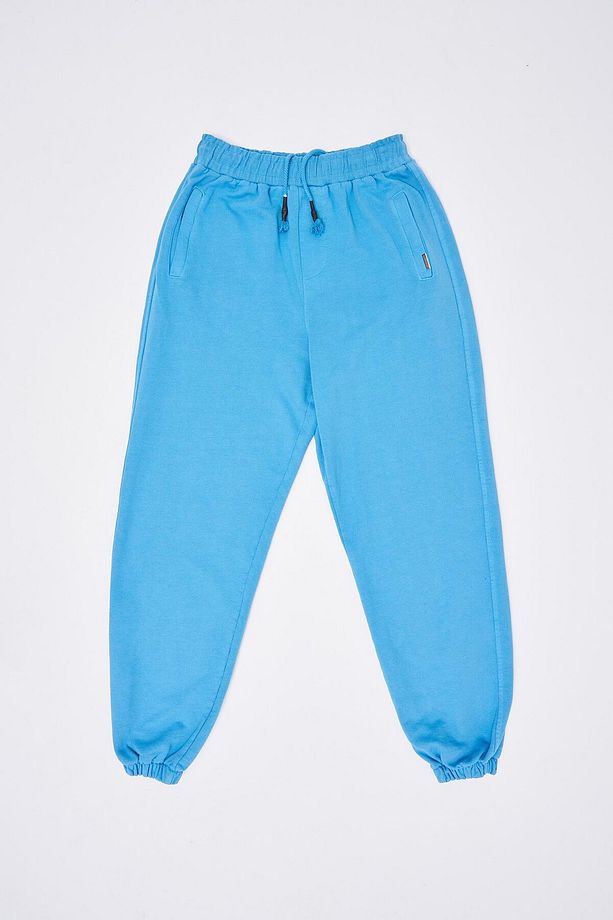 Erkek Yıkamalı Basic Jogger Mavi Eşofman Altı - 8
