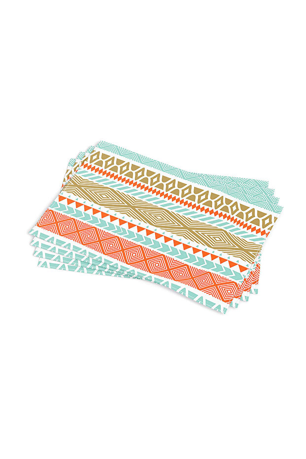 Синьо-помаранчевий скандинавський етнічний візерунок, американський сервіз, набір з 4 предметів Cgh488-as - 1