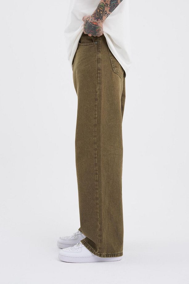 Erkek Oversize Baggy Jean KHAKI ASİT - 3