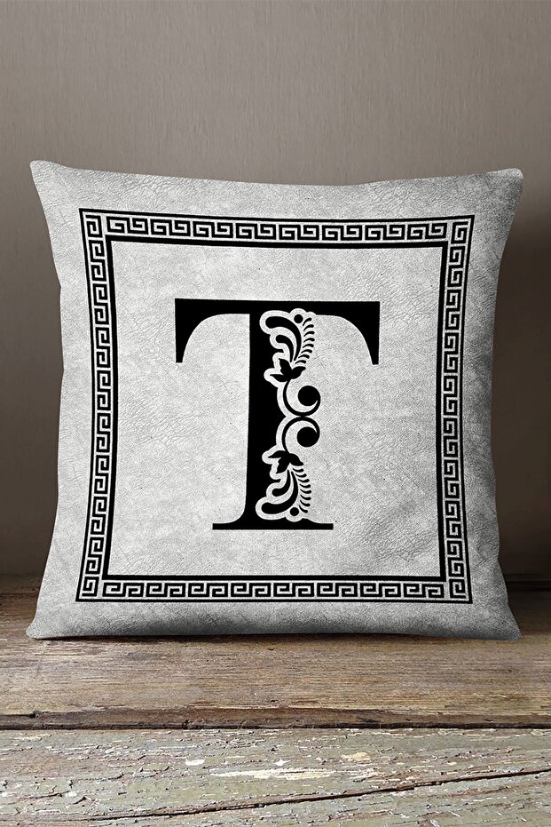 Velvet Babyface Double Sided Lettered Throw Pillow Cover - Letter T