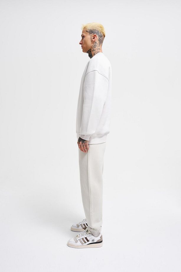 Erkek Basic Bisiklet Yaka Oversize Gri Sweatshirt - 6