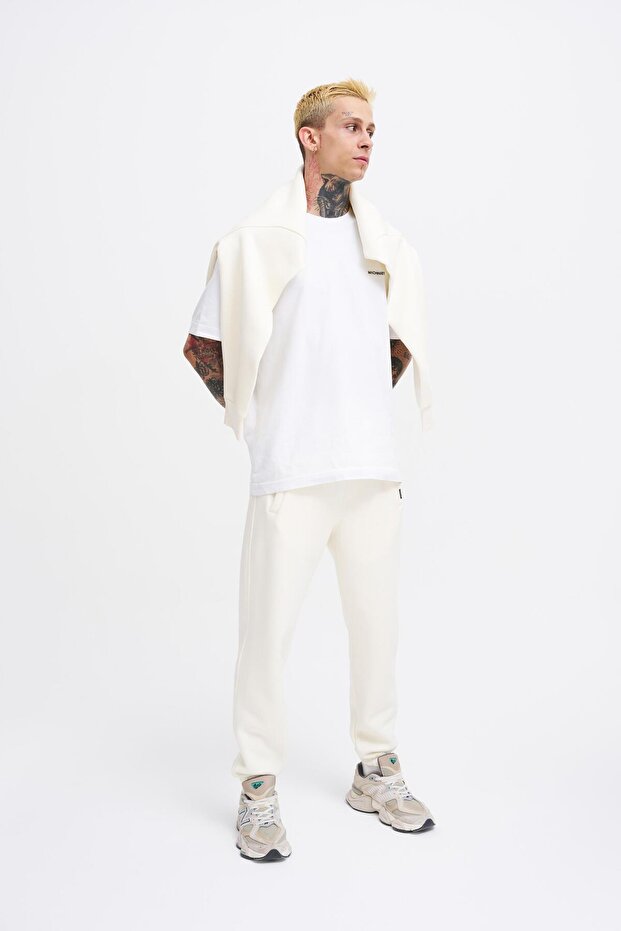 Regular Paçası ve Beli Lastikli Eşofman EKRU - 4