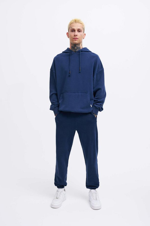 Erkek Yıkamalı Basic Jogger Lacivert Eşofman Altı - 4