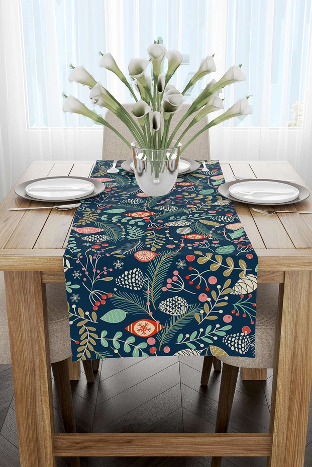 Green Multicolored Christmas Themed Digital Printed Runner Cgh294-rn