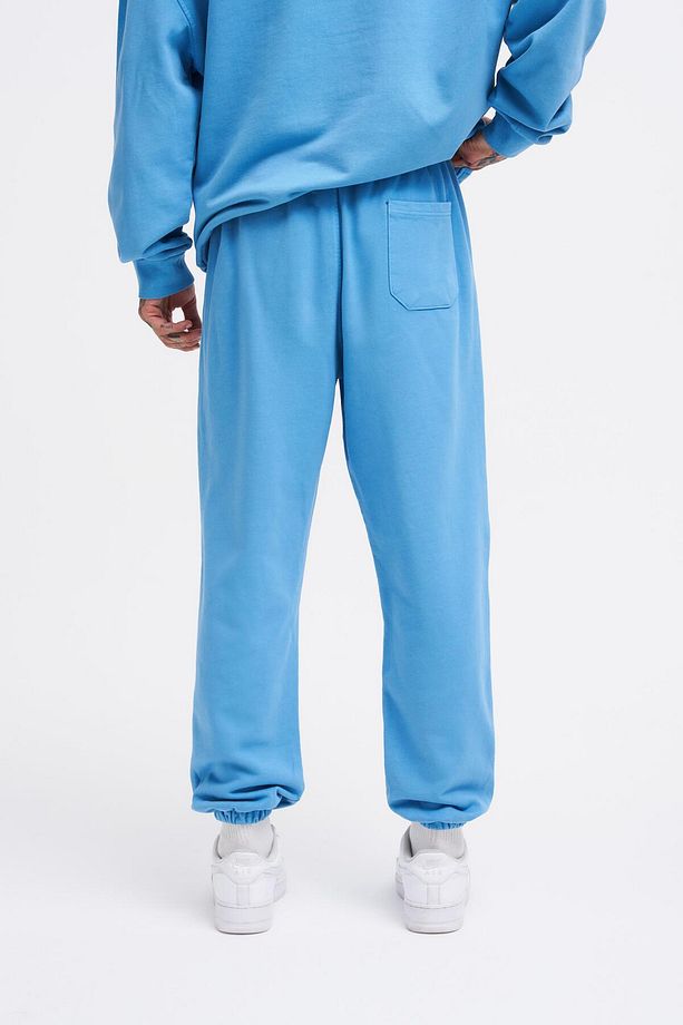 Erkek Yıkamalı Basic Jogger Mavi Eşofman Altı - 4