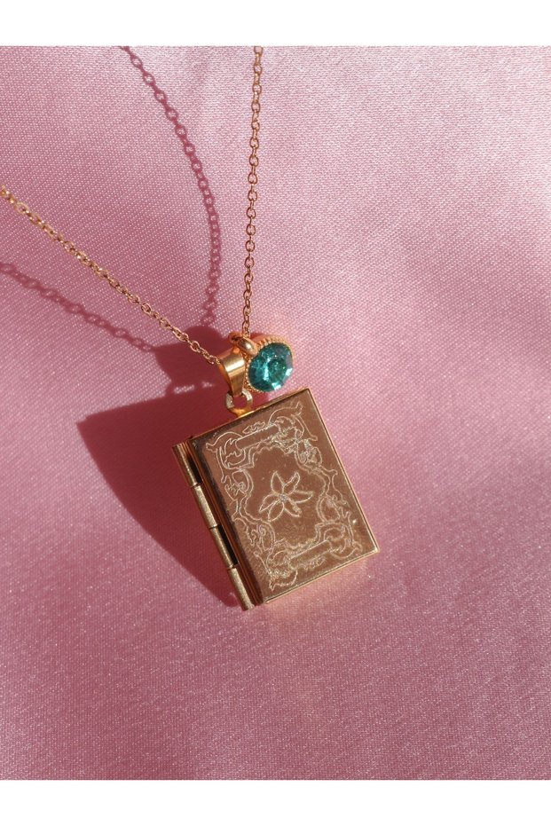 12 Princess Book Cover Birth Month Steel Necklace-Dec