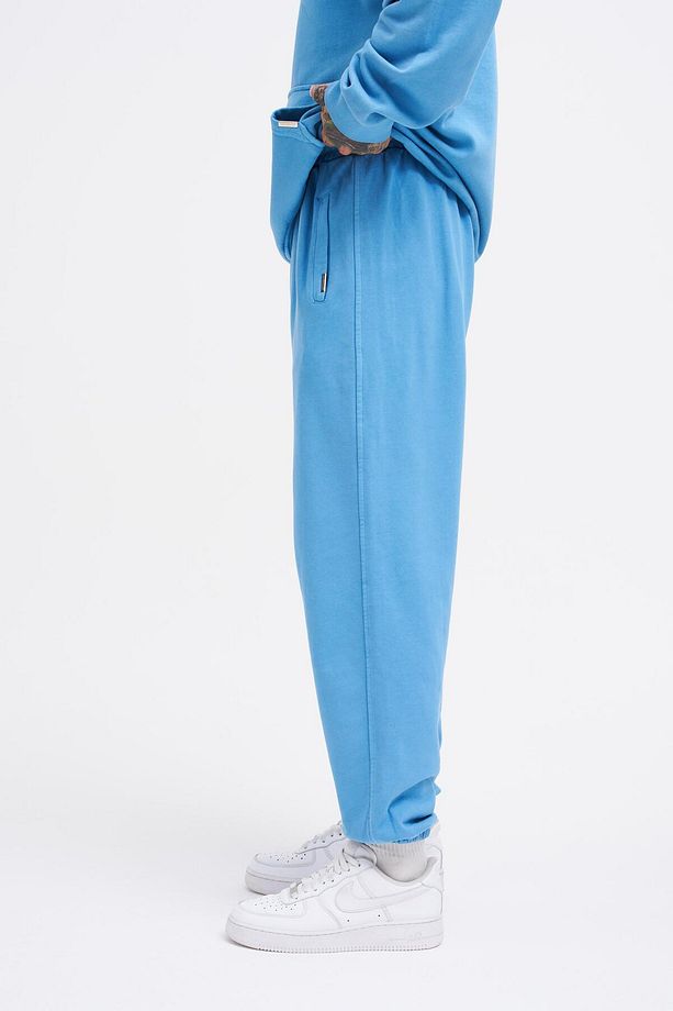 Erkek Yıkamalı Basic Jogger Mavi Eşofman Altı - 3