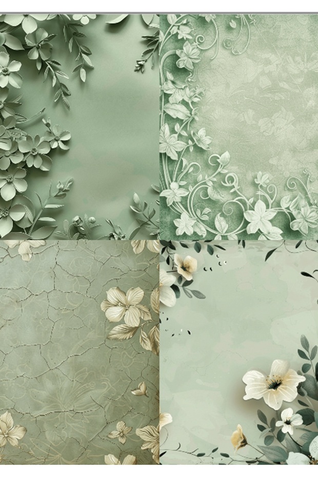 Green Leaf Patterned Botanical A4 Letter Paper - 10 Pictures