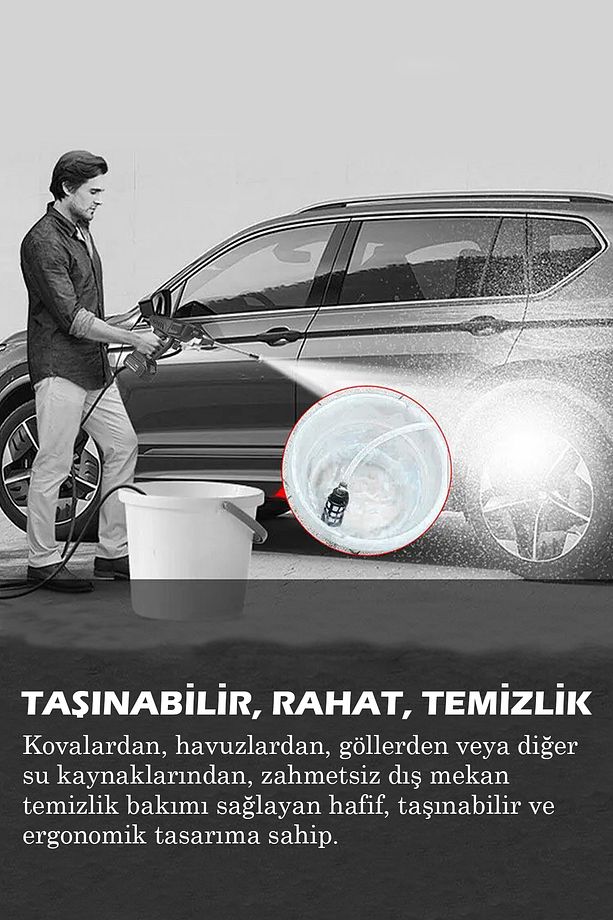 Şarjlı Ve Yüksek Basınçlı Oto Yıkama Makinesi Ve Sulama Tabancası Bahçe Yıkama Makinesi - 7