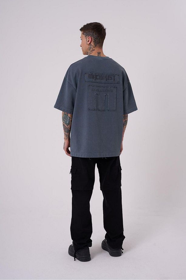 Erkek Be Bold Be You Yıkmalı Oversize Ghost Cloudy Tişört - 4
