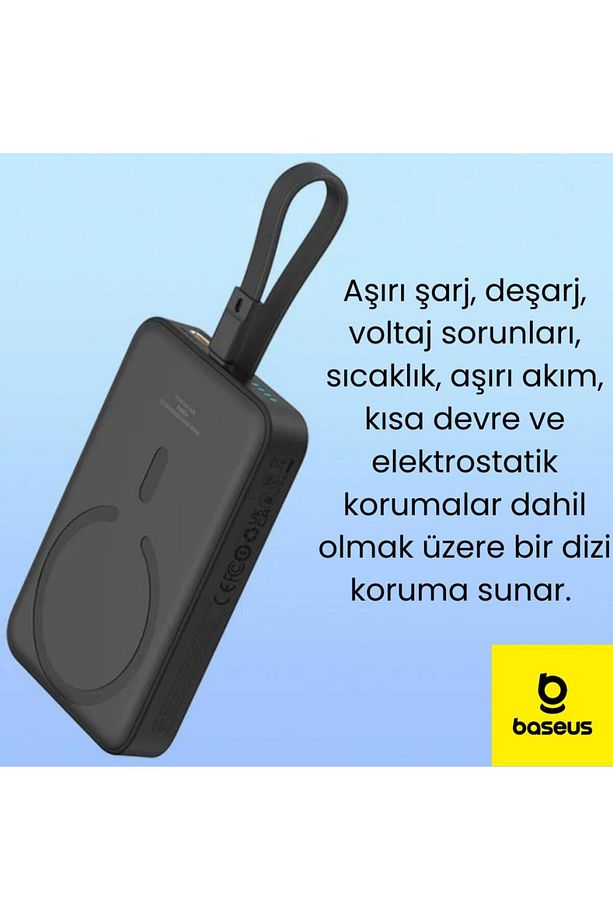 20w 10000mah Iphone Lightning Kablolu Ve Kablosuz Şarjlı Magsafeli Süper Hızlı Powerbank - 3