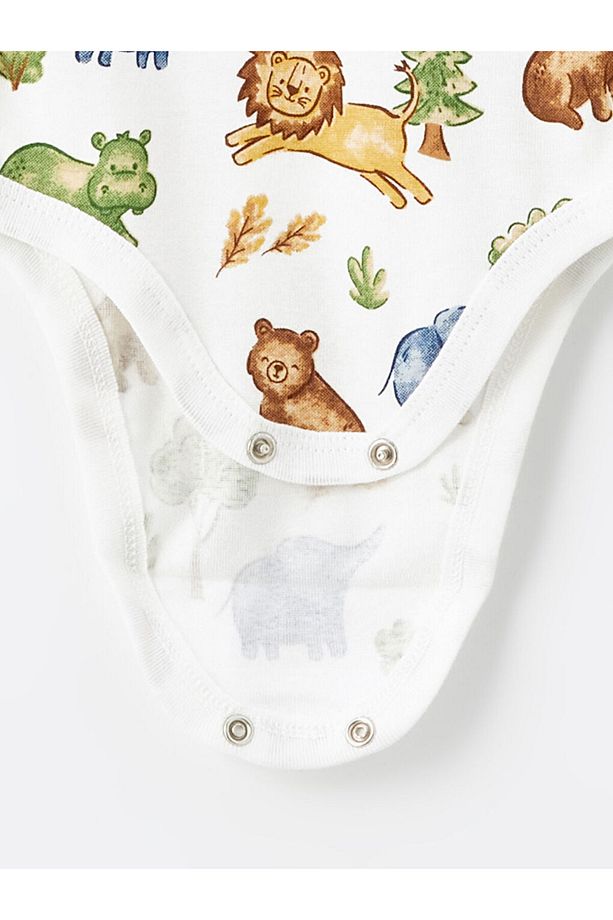 LCW baby Bej Baskılı Uzun Kollu Erkek Bebek Çıtçıtlı Body 2'li - 6