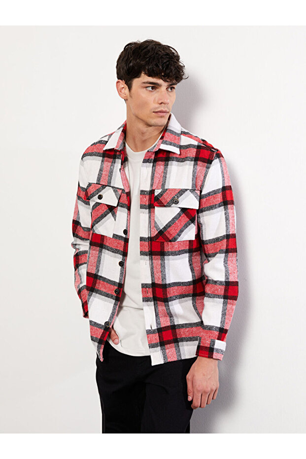 Regular Fit Herren-Hemdjacke mit langen Ärmeln und Karomuster - 1