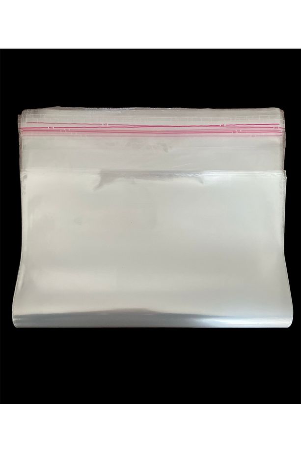 50 Adet 30x35 Cm Bantlı Yapışkanlı Şeffaf Opp Jelatin Poşet Torba, Şeffaf Poşet ( 30x30+5 ) - 6