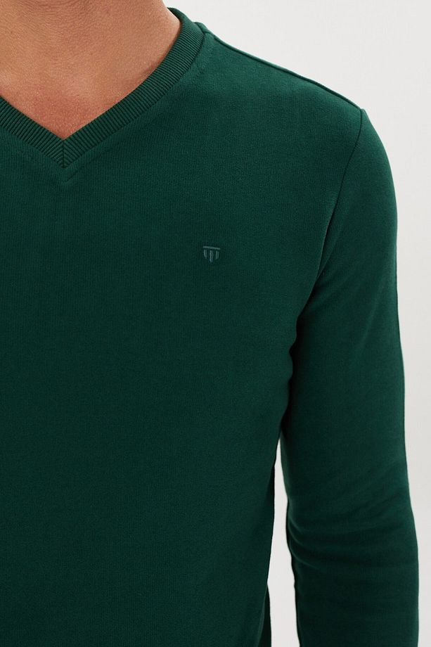 Kadife Selanik Basic V Yaka Sweatshirt- KS-1401 - 2